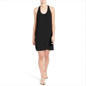 SPLENDID Dress S Black Crepe Rayon Racerback Pleat